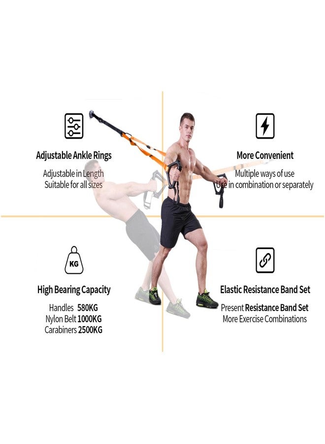 Moulyan Bodyweight Resistance Training Straps,Training straps Complete Home Gym Fitness Trainer kit for Full-Body Workout Easy Setup Gym Home Outdoors - Image 4