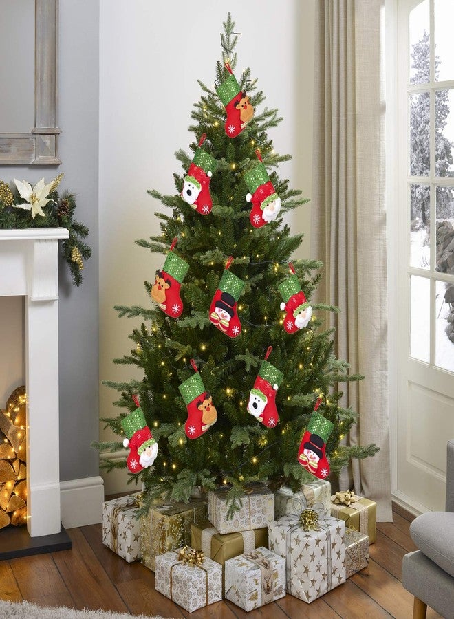 DearHouse12pcs Mini Christmas Stockings, 6" 3D Xmas Stocking Christmas Tree Ornaments Decorations - Santa Claus Snowman Reindeer Gift Card Silverware Holders - Image 2