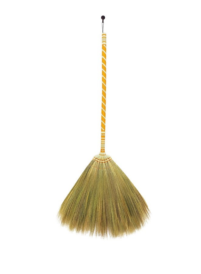 AW BROOMS Asian Straw Broom Thai for Cleaning Floor,Housewarming Gift,Thai Vintage Retro Grass Broom Stick, Hardwood Sweeper with Brush Power and Circle Cleaning (Length 40 inch) - Image 1