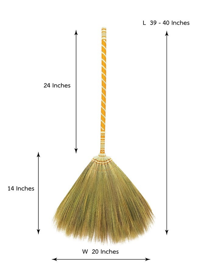 AW BROOMS Asian Straw Broom Thai for Cleaning Floor,Housewarming Gift,Thai Vintage Retro Grass Broom Stick, Hardwood Sweeper with Brush Power and Circle Cleaning (Length 40 inch) - Image 2