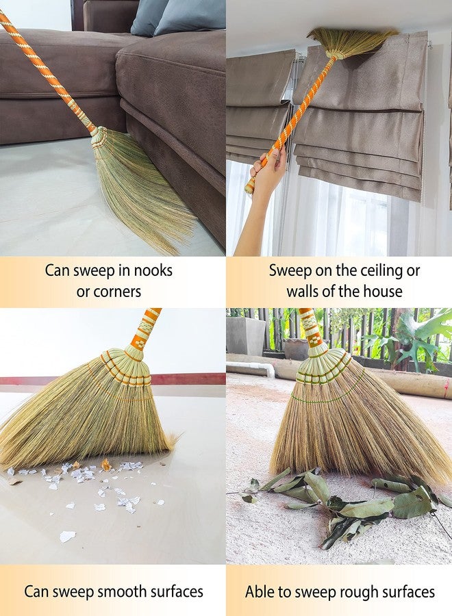 AW BROOMS Asian Straw Broom Thai for Cleaning Floor,Housewarming Gift,Thai Vintage Retro Grass Broom Stick, Hardwood Sweeper with Brush Power and Circle Cleaning (Length 40 inch) - Image 3
