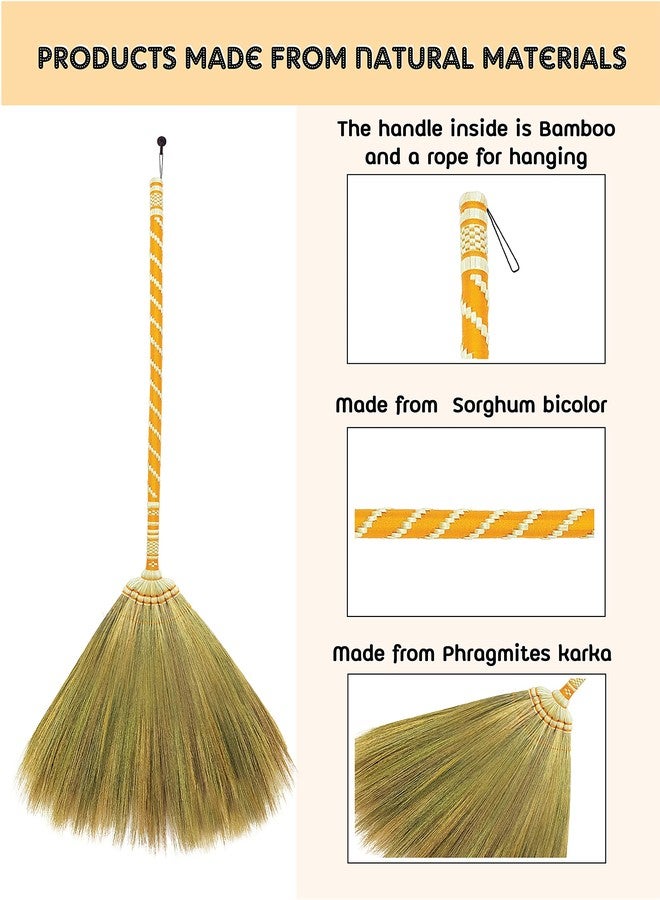 AW BROOMS Asian Straw Broom Thai for Cleaning Floor,Housewarming Gift,Thai Vintage Retro Grass Broom Stick, Hardwood Sweeper with Brush Power and Circle Cleaning (Length 40 inch) - Image 5
