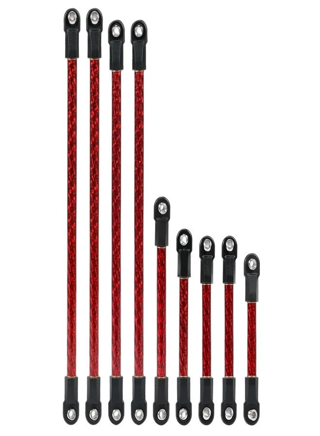 AMK 9Pcs Carbon Fiber SCX10 III Link Rod 1/10 Scale Linkages SCX10 Tie Rods for RC Crawler Body LCG Chassis DIY Cheater Rigs (Red) - Image 1