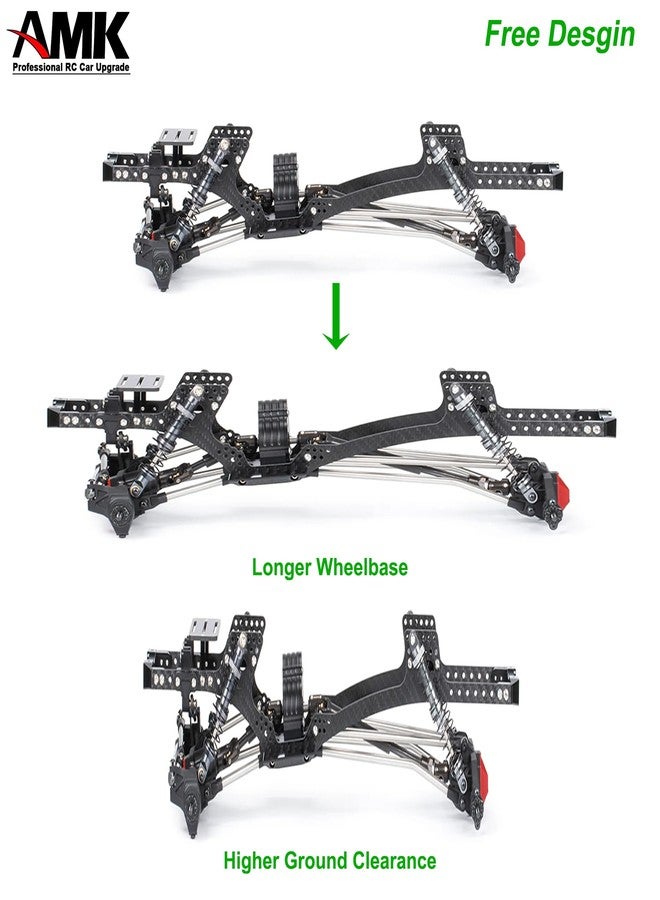 AMK 9Pcs Carbon Fiber SCX10 III Link Rod 1/10 Scale Linkages SCX10 Tie Rods for RC Crawler Body LCG Chassis DIY Cheater Rigs (Red) - Image 5