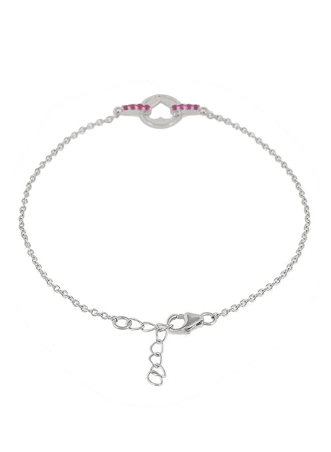 VOYLLA Valentine's Day Collection Pink CZ Heart Silver Bracelet