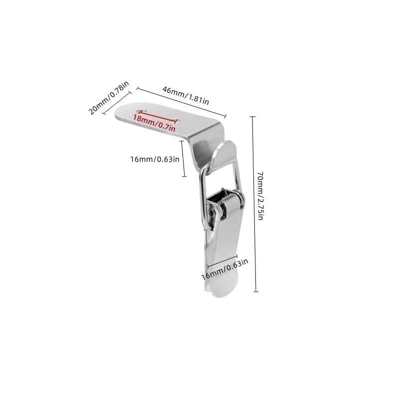 LuoQiuFa Latch 90 Degree Stainless Steel Spring Loaded Toggle Latch, Silver Catch Hasp Clamp Clip Lock with for Cabinet, Wooden Case, Box (70mm - 4 Pack) - Image 3