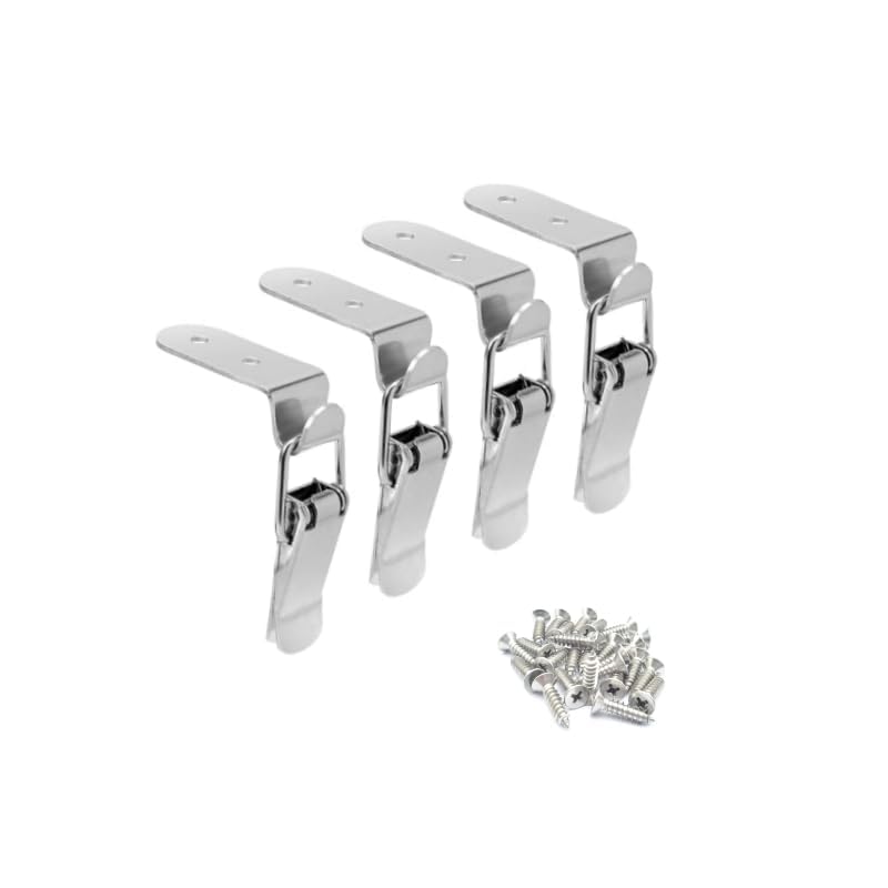 LuoQiuFa Latch 90 Degree Stainless Steel Spring Loaded Toggle Latch, Silver Catch Hasp Clamp Clip Lock with for Cabinet, Wooden Case, Box (70mm - 4 Pack) - Image 2