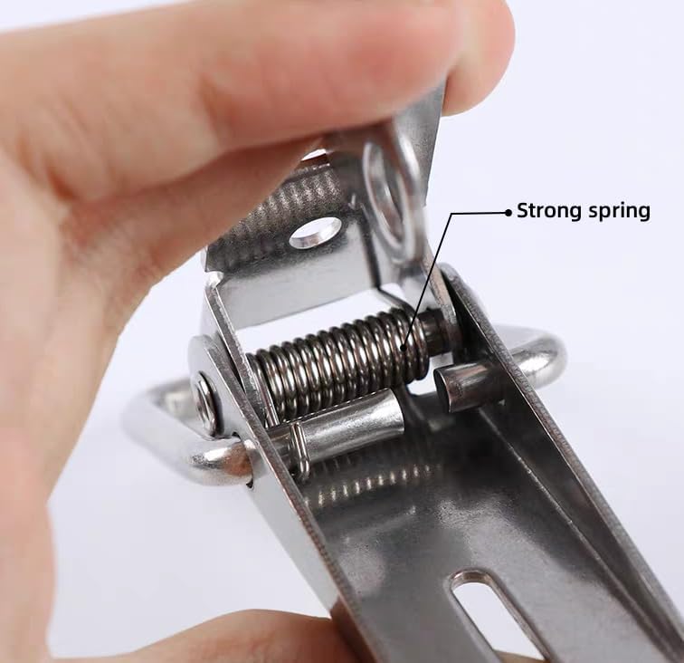 LuoQiuFa Latch 90 Degree Stainless Steel Spring Loaded Toggle Latch, Silver Catch Hasp Clamp Clip Lock with for Cabinet, Wooden Case, Box (70mm - 4 Pack) - Image 5