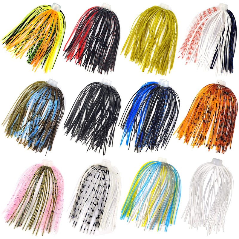 Riverruns Silicone Jig Skirts Fishing Lure Skirt Replacement For Spinnerbaits Bass Buzzbaits Fishing Jigs Fishing Lures Craw Jig Trailers Bass Skirts Casting Jigs Football (12Pc 8873) - Image 2