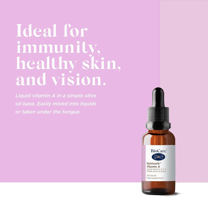 BioCare Nutrisorb Vitamin A Helps Support Immunity Healthy Skin and Vision 15ml 268 Days Supply - Image 2