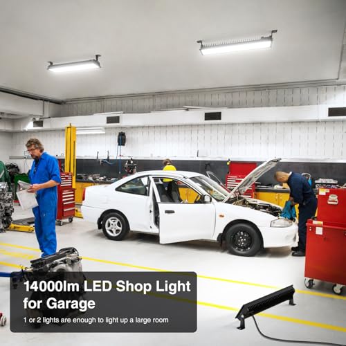Onforu LED Shop Lights,100W 14000lm Ultra Bright LED Work Lights with Plug,6500K Daylight White Garage Light,IP66 Waterproof Lighting for Garage Warehouses Workshop(2 Pack) - Image 2