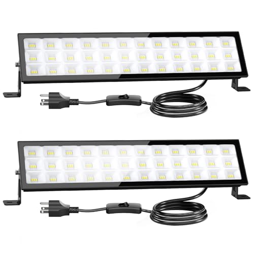 Onforu LED Shop Lights,100W 14000lm Ultra Bright LED Work Lights with Plug,6500K Daylight White Garage Light,IP66 Waterproof Lighting for Garage Warehouses Workshop(2 Pack) - Image 1