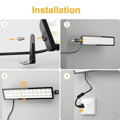 Onforu LED Shop Lights,100W 14000lm Ultra Bright LED Work Lights with Plug,6500K Daylight White Garage Light,IP66 Waterproof Lighting for Garage Warehouses Workshop(2 Pack) - Image 5