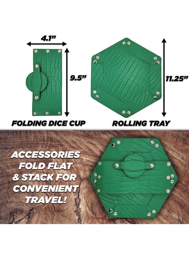 Folding Dice Rolling Tray And Professional Dice Cup Shaker Set Portable Dnd Dice Tray And Felt Cup Dice Shaker With Pu Leather Materials Full Color Arena Printing And Foldable Design