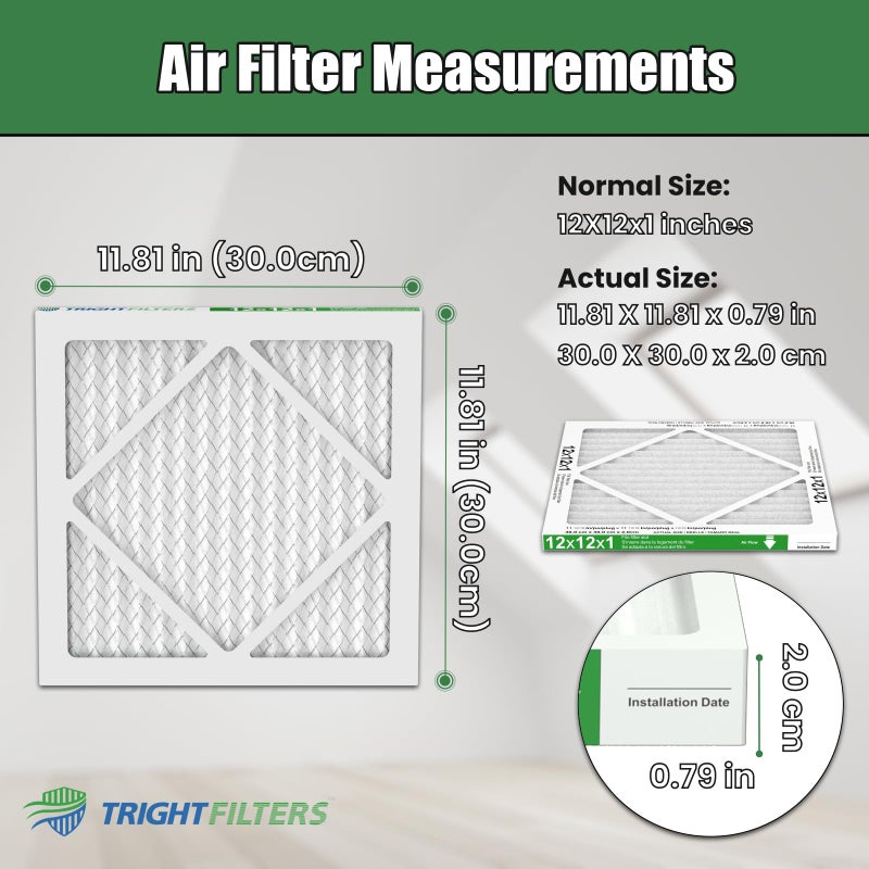 TRIGHTFILTERS 12x12x1 Air Filter 6 Pack, Durable MERV 8 Pleated Home HVAC AC Furnace Filters, Lightweight Compact Air Conditioner Filter Replacement - Image 4