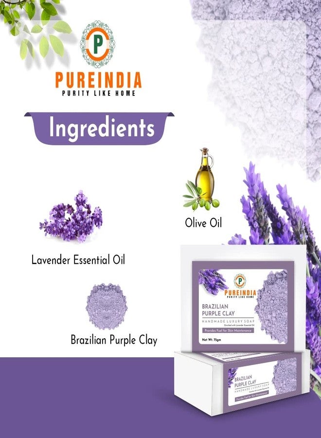 Pureindia Handmade Brizillian Purple Clay Soap for All day freshness Pack-2 - Image 4