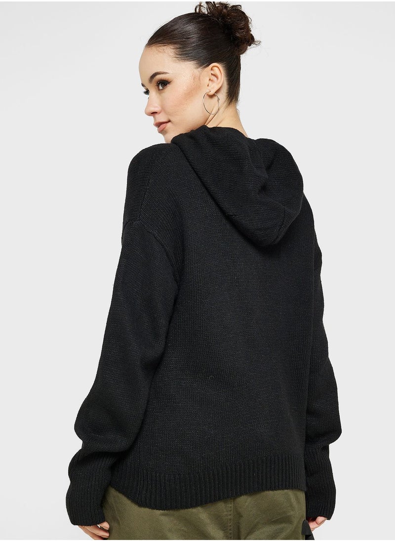 Ginger - Fine Knit Cardigan With Hood - Image 1