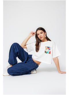 Ecru 100% Cotton Printed Relaxed/Wide Relaxed Cut Crop Crew Neck Knitted T-Shirt TWOSS23TS00369 - pzsku/Z2027004AA52B9D20F6DEZ/45/_/1730941741/5819ebcd-ae10-4285-96ef-0c0bb7364409