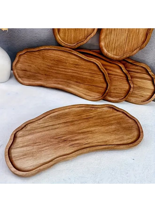 Cloud Shaped Wooden Serving Tray 7.48x4.25inch Natural Food Grade Decorative Plate - Image 2