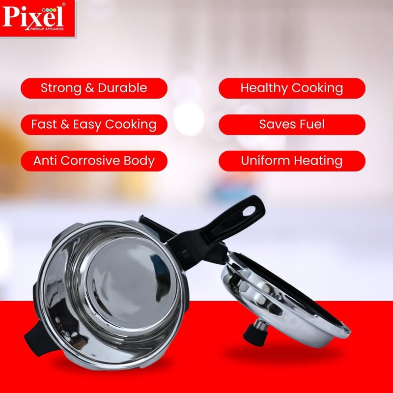 Pixel Stainless Steel Pressure Cooker 3 Ltr Capacity Bis Certified Cookware Pressure Canner Rice Cooker With Spring Valve Safeguard Devices Compatible With Gas Induction Base For Healthy Cooking - Image 3