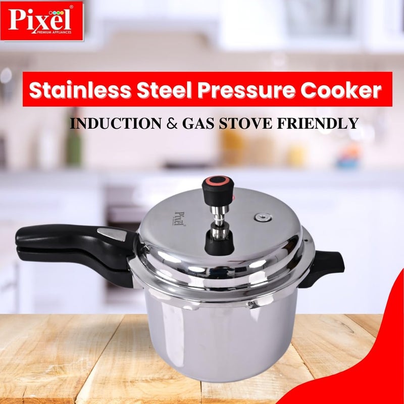 Pixel Stainless Steel Pressure Cooker 3 Ltr Capacity Bis Certified Cookware Pressure Canner Rice Cooker With Spring Valve Safeguard Devices Compatible With Gas Induction Base For Healthy Cooking - Image 2