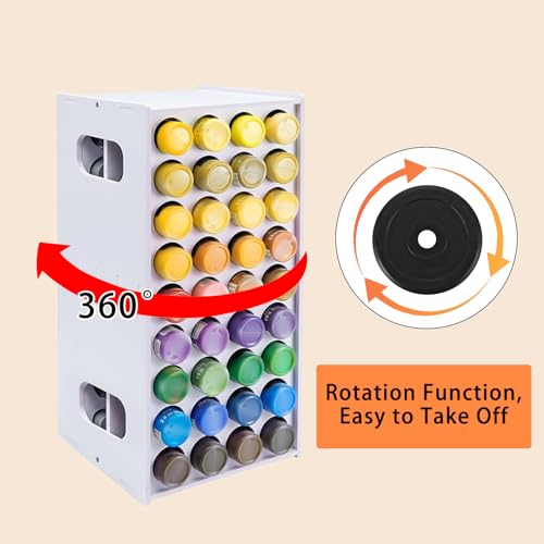 Yrangee Acrylic Paint Organizer 2 oz Craft Paint Holder Rack with 72 Holes 360 Spining Craft Storage Organizer Tower for Apple Barrel Folkart Desk Organizer - Image 3