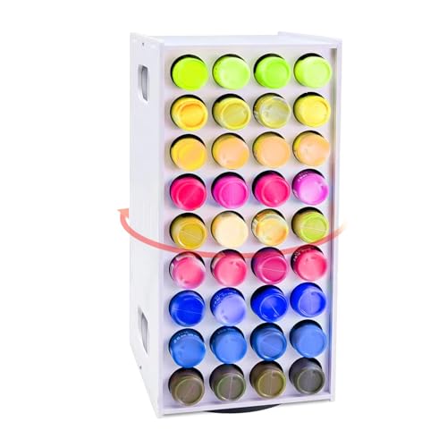 Yrangee Acrylic Paint Organizer 2 oz Craft Paint Holder Rack with 72 Holes 360 Spining Craft Storage Organizer Tower for Apple Barrel Folkart Desk Organizer - Image 1