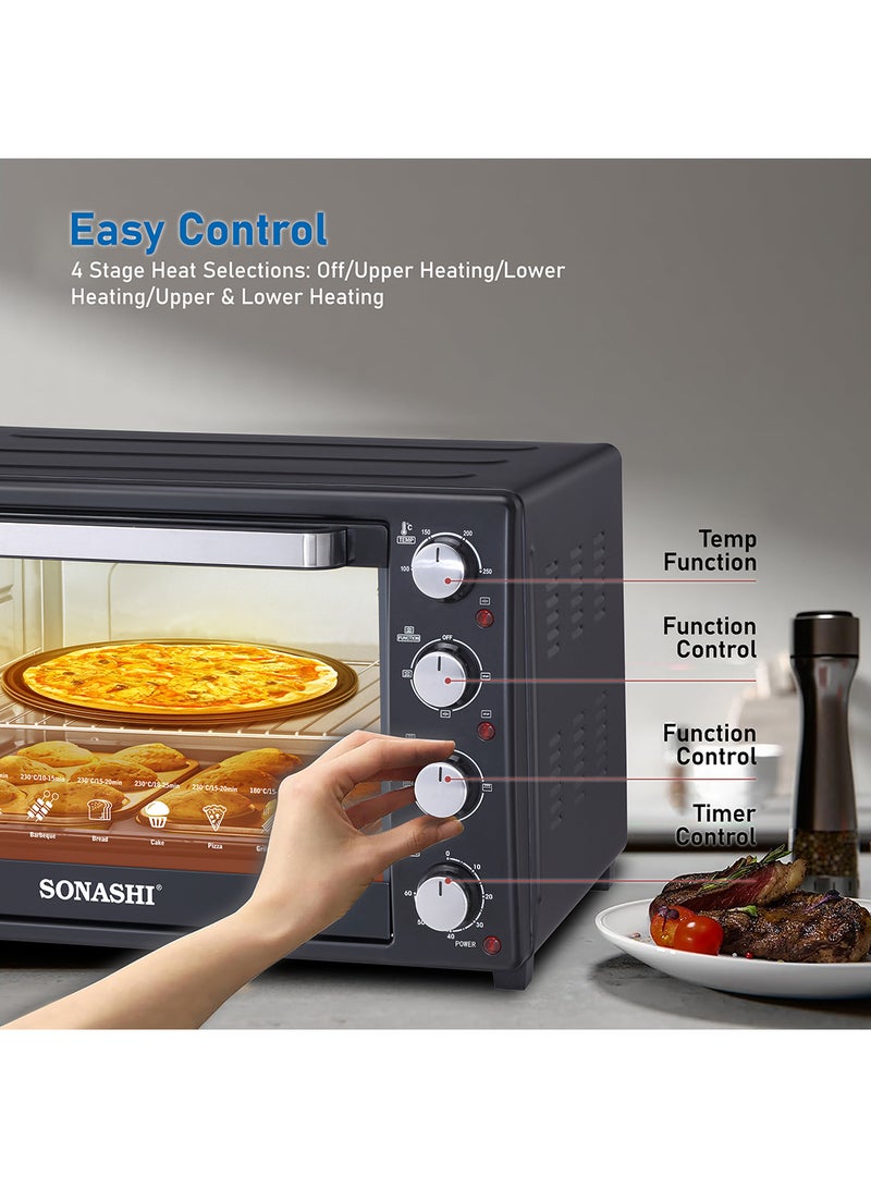 سوناشي فرن كهربائي مع شواية ووظيفة الحمل الحراري 1800 W STO-735N أسود - Image 2