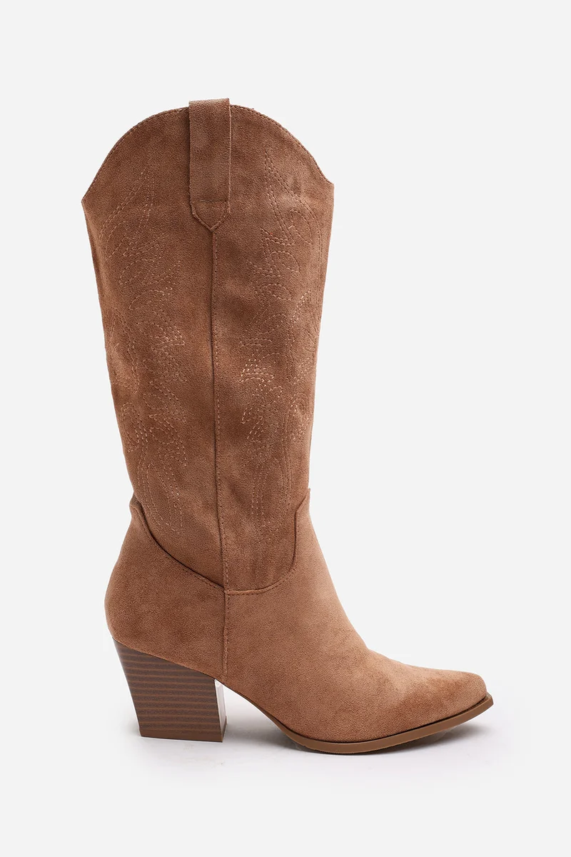 ويرز ذات فروم Yasmine Calf Cowboy Boots Block Heel Western Embroidered