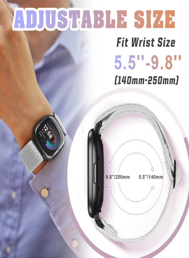 Bcuckood Compatible with Fitbit Versa 4/Versa 3/Sense 2/Sense Band Women Men, 5 Pack Elastic Nylon Soft Adjustable Stretchy Solo Loop Replacement Strap for Women Men - Image 3