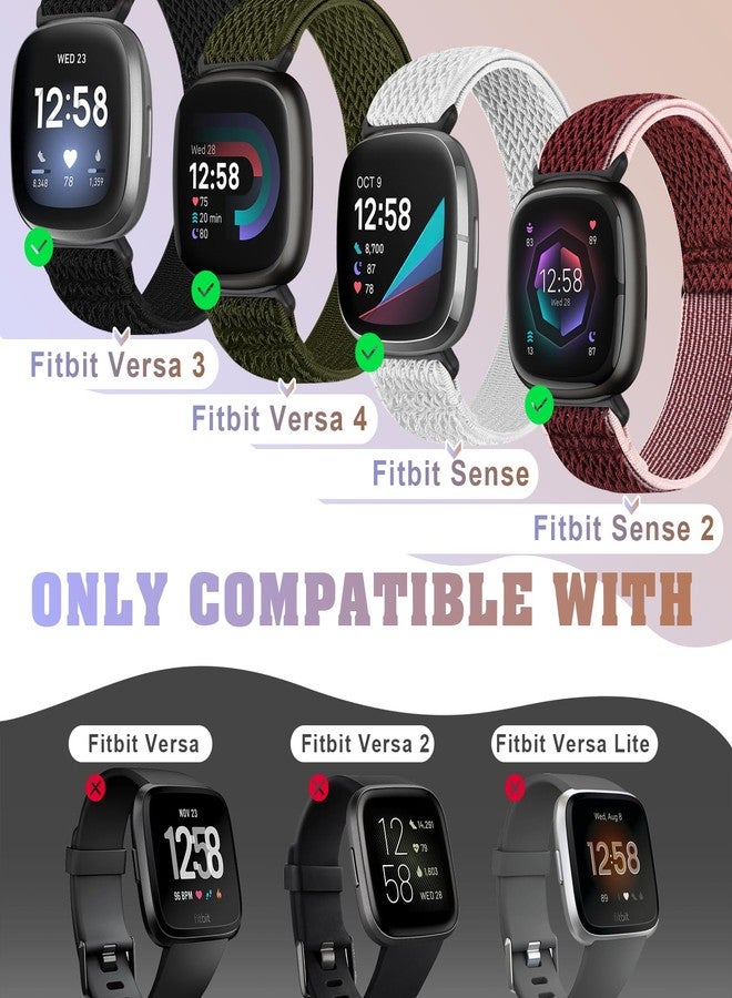 Bcuckood Compatible with Fitbit Versa 4/Versa 3/Sense 2/Sense Band Women Men, 5 Pack Elastic Nylon Soft Adjustable Stretchy Solo Loop Replacement Strap for Women Men - Image 2