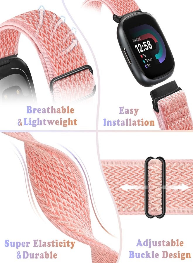 Bcuckood Compatible with Fitbit Versa 4/Versa 3/Sense 2/Sense Band Women Men, 5 Pack Elastic Nylon Soft Adjustable Stretchy Solo Loop Replacement Strap for Women Men - Image 4
