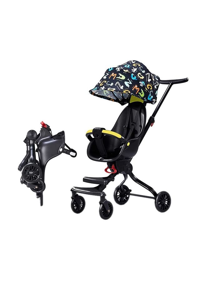 Lightweight Baby Walking Gadget, Foldable Baby Walking Car Two-Way Stroller (V13 Black)