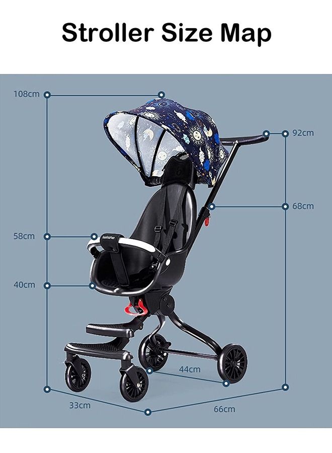 Lightweight Baby Walking Gadget, Foldable Baby Walking Car Two-Way Stroller (V13 Black)