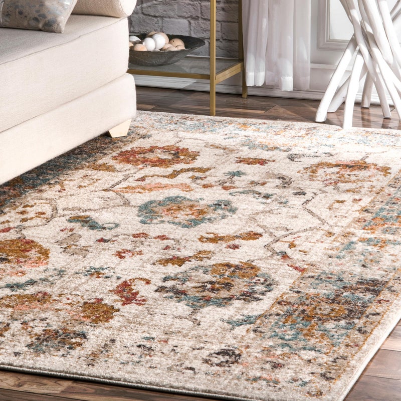 سجادة منطقة بتصميم شرقي عتيق من nuLOOM متينة وسهلة التنظيف سيسيل بيج 810 × 12