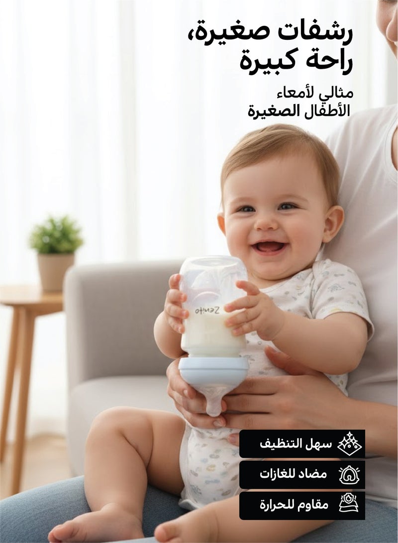 Zenito Wide Neck PP Feeding Bottle, New Born/Infants/Toddler Upto 3 Years, BPA Free, Ergonomic Shape is Easy to Hold, with Anti Colic, Pack of 3, 150ml x 3 - Image 2
