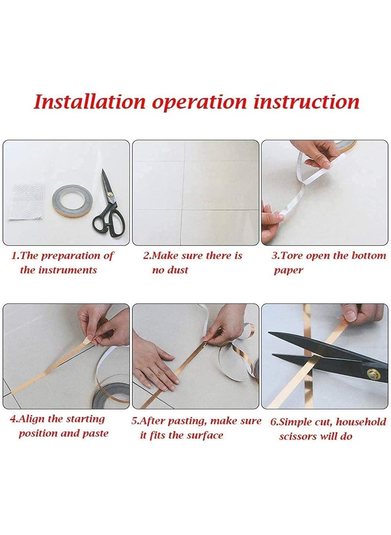 Oceansky OCEANSKY Self-Adhesive Tile Decoration gap sealing strip decoration repair floor 3d in hallLine Border Living Room Kitchen Bedroom Tape,Home Wallpaper Tape, Tiles, Floor (ROSE GOLD, 10 mm x 50 Meter)  - Image 4