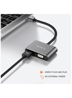 MOWSIL Mini DisplayPort to HDMI VGA Adapter Converter 4K Thunderbolt, Supported Resolution VGA @1080P, HDMI 4K@30Hz, Aluminum Alloy Shell and Quality Nylon Braided Jacket  - Image 3