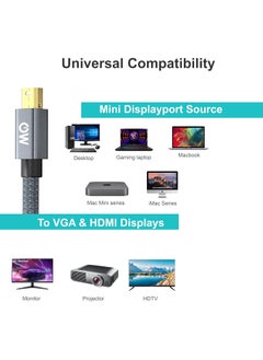 MOWSIL Mini DisplayPort to HDMI VGA Adapter Converter 4K Thunderbolt, Supported Resolution VGA @1080P, HDMI 4K@30Hz, Aluminum Alloy Shell and Quality Nylon Braided Jacket  - Image 4
