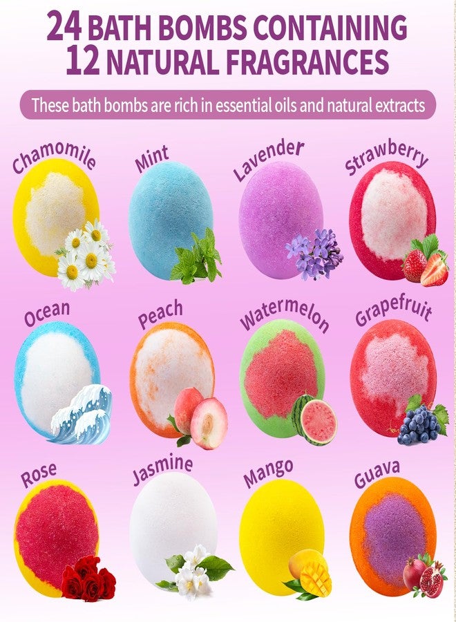 NEWFEIFAN Bath Bombs for Women & Men, 24-Pack Handmade Natural & Organic Essential Oil Bath Bomb, Easter Basket Stuffers for Adults, Spa Relaxing Birthday Gifts for Wife Girlfriend Coworkers - Image 3