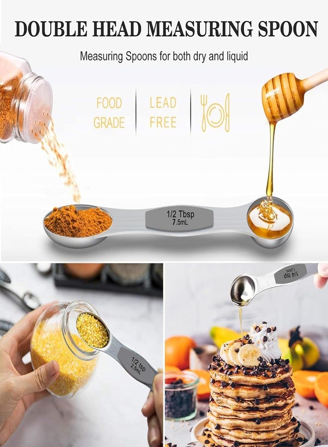 Wildone Measuring Cups and Magnetic Measuring Spoons Set, Wildone Stainless Steel 7 Measuring Cups, 8 Double Sided Stackable Magnetic Measuring Spoons, 1 Leveler & 5 Mini Spoons - 21 Piece - Image 4