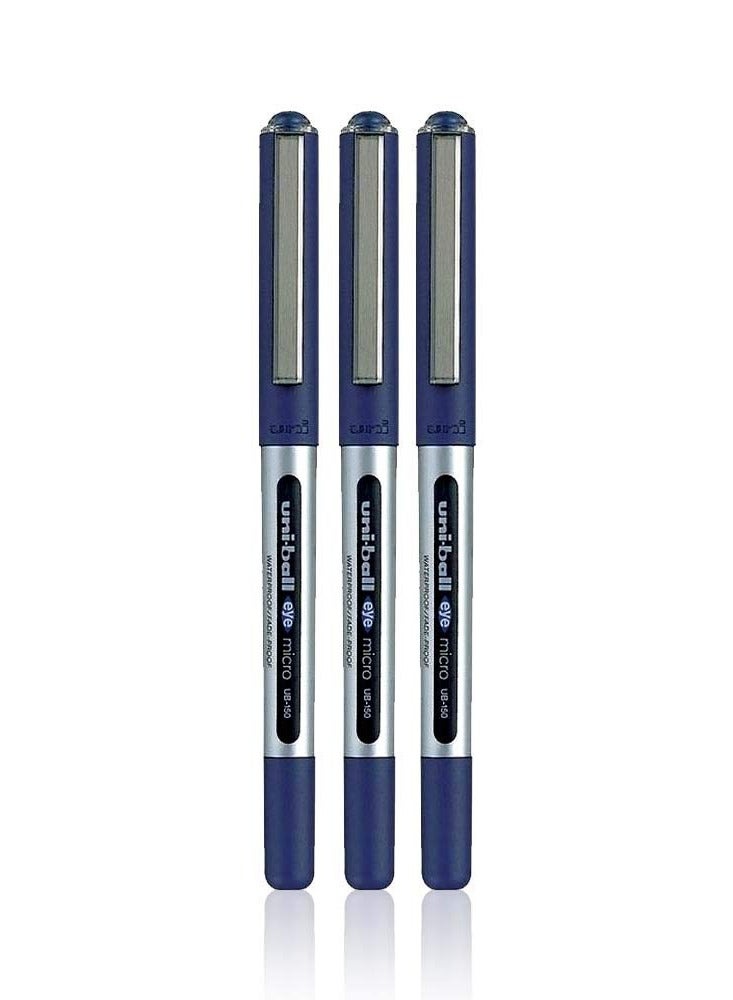 Uni-Ball-EYE UNI-BALL Eye UB150 0.5mm Roller Ball Pen | Blue Ink, Pack of 3 - Image 1