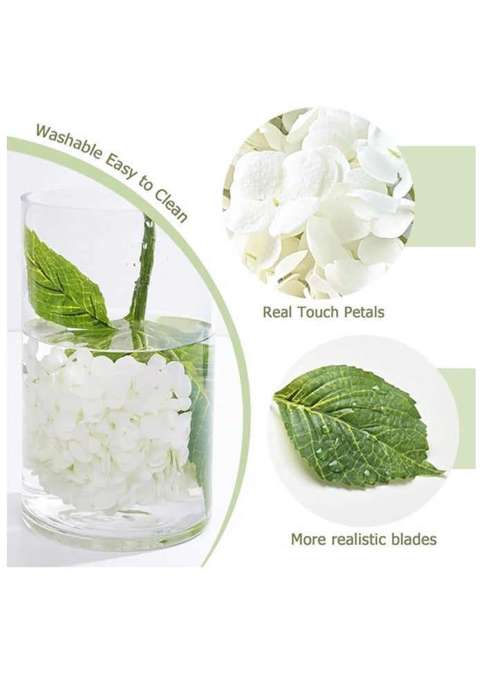 DUNISO White Hydrangea Artificial Flowers with Long Stem & Leaves, Full Latex Faux Hydrangea Flowers for Home Decor Party Floral Arrangements Wedding Bouquets Centerpieces, 3Pcs - Image 4