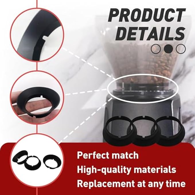 NALACAL استبدال حشية بثلاث قطع لمطحنة باراتزا إنكور بطحونة سيليكون مطحنة قهوة خاتم استبدال القهوة لمطحنة القهوة باراتزا فيرتوزو كهربائية مخروطية شق أسود - Image 3