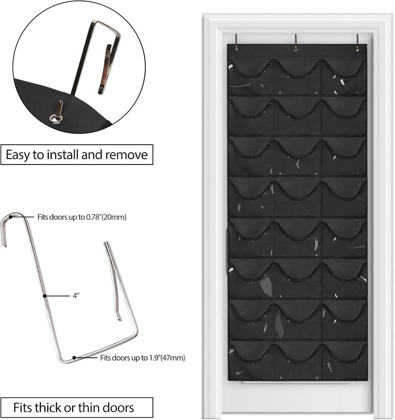 Dofilachy Hat Organizer Racks for Baseball Caps, Visible Hat Holder Rack for Wall Door with 3 Hooks, 24 Deep Pockets - Image 3