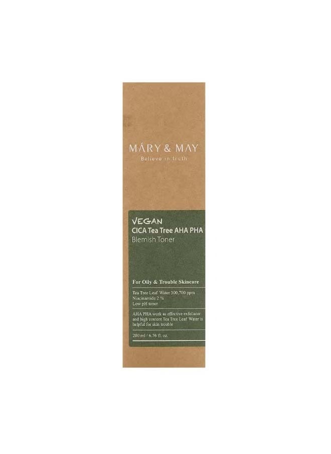 MARY & MAY Vegan CICA Tea Tree AHA PHA Blemish Toner 6.76 fl oz 200 ml  - Image 2