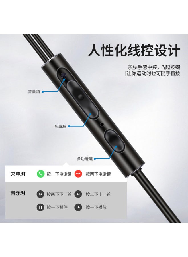 Neutral Headphones In-ear Wired Computer Sports Black Technology Earplugs For Apple Xiaomi Vivo Huawei Oppo - Image 2