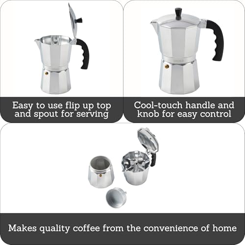IMUSA 9 Cup Cast Aluminum Stovetop Coffeemaker, Moka Pot for Classic Cuban, Italian, and Espresso Style Coffee - Image 2