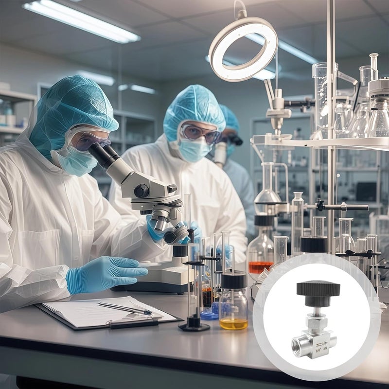 G1/4 Npt Valve, 304 Stainless Steel Needle Valve, Valve Flow Manageable Npt Female Needle For Water Gas Oil, Precision Control Via Black Knob - Image 4