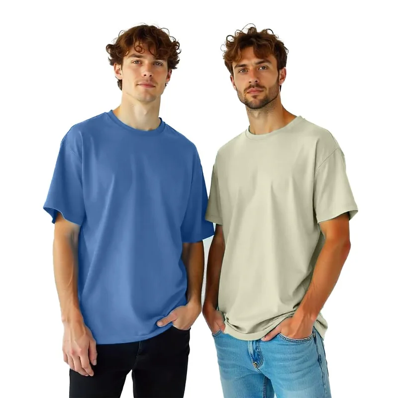 NOBERO NOBERO Men's Oversized Cotton T-Shirt Pack of 2
